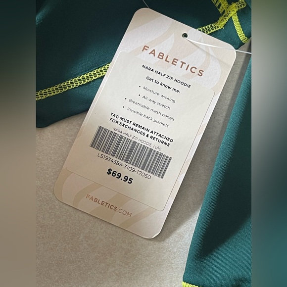 Fabletics Women's Nara Half Zip Hoodie Rainforest/Citron Color Size L NWT - Picture 14 of 16